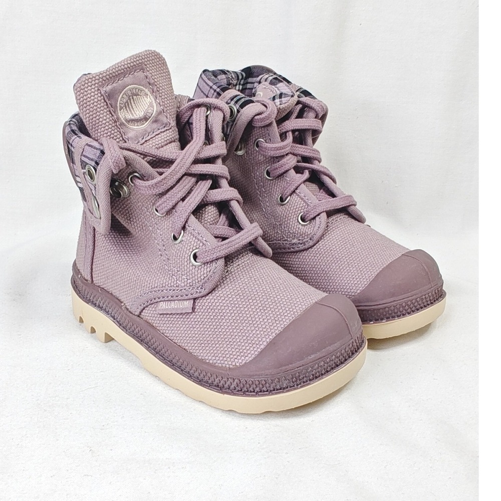 Palladium Baggy Boots Elderberry Purple Plaid Canvas Infant Size 5 New in Box‎